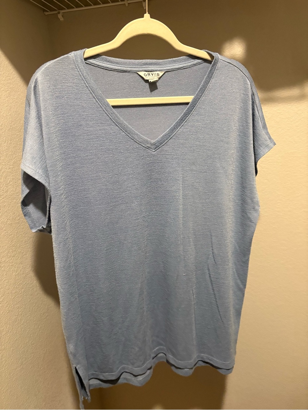Orvis Pale Blue V‑Neck Short Sleeve Tee